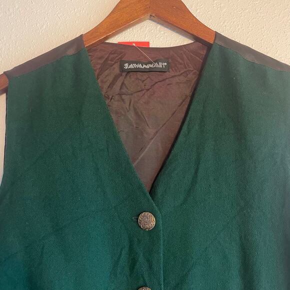 Vintage 80s Forest Green Academia Vest - Picture 4 of 6